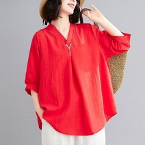 S1039 브이금장 인견 7부 블라우스