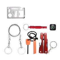 6P 생존키트 재난 서바이벌 화이어스틱 톱 후레쉬 펜치 맥가이버 공구 툴 캠핑용품 차박 등산 스포츠 호루라기 나침반 칼 자 톱, 생존키트(6종/1세트), 6개