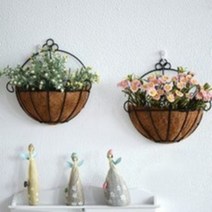 코코넛 인테리어 반달 철제 분갈이 벽걸이 행잉 화분, 샤이닝스타 2-코코넛화분-30CM