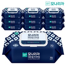모나리자 고평량 내추럴 프리미엄 물티슈 캡형 70매 x 10입, 10개