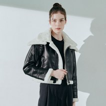 더블 칼라 크롭 무스탕 자켓 [블랙]