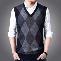 빅사이즈 남자 니트 조끼 브이넥 울 회색 베스트 겨울 남성 간절기 가을