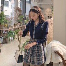 떳다그녀 아스니 트위드 미니 원피스