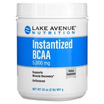 레이크 에비뉴 뉴트리션 인스턴트 BCAA 분말 무맛 907g(32oz) 헬스보충제 아미노산 근육회복, One Color, One Size
