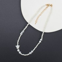 별 목걸이 펜던트 비즈 진주 스트랜드 초커 여성 문자열 칼라 매력 쉘 스타 다채로운 수제 보석 쥬얼리 Boho 액세서리