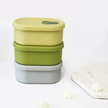 실리콘 스팀홀 전자레인지 도시락 500ml 냉장냉동 용기, 올리브