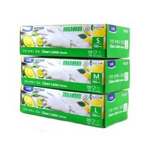 100% 천연고무 크린랩 요리용 미용 라텍스장갑 고무장갑 위생장갑 100매 S M L, 소(S), 소(S)