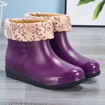 레인부츠 반 앵글 헌터 여름 미끄럼 방지 발목 워터 부츠 여성용 따뜻한 레인 슈즈 방수 주, 40+Purple warm