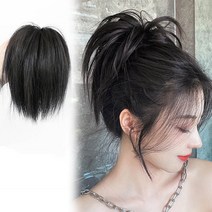 하이유니 래빗테일 똥머리 밴드 붙임 올림 머리 헤어 피스 셀프 부분 가발, 네츄럴블랙
