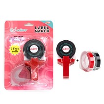 한글 타자기 수동 미니 3D 엠보싱 블 메이커 프린터 휴대용 DIY 작가 2 롤 플라스틱 PVC 9mm 테이프, 07 Red Label Maker