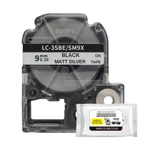 엡손 호환 라벨테이프 6mm 9mm 12mm 18mm 24mm 36mm 라벨기 라벨지 라벨프린터 패턴라벨 형광라벨 리본라벨, 9mm_실버바탕_검정글자(SM9X)