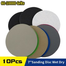 10pcs 7 인치 방수 사포 후크 앰프 연마 연마용 루프 습식 또는 건식 탄화규소 샌딩 디스크 60 10000 그릿, 구분