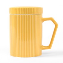 고급 도자기 손잡이 머그컵 350ml, 옐로우(12cmx11.5cmx8cm)
