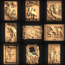 목공 조각기계 9피스 동물 3d 모델 릴리프 STL 형식 파일 원숭이/곰/사자 CNC 라우터 프린터 Artcam Aspir, 한개옵션0