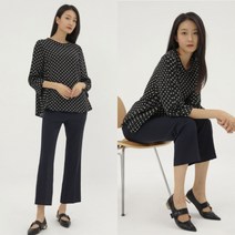 [지센] 여성 기하학 플리츠 블라우스