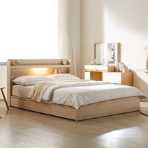 이노센트 비니조 LED 수납침대 Q+본넬매트리스 i100402, 백아카시아