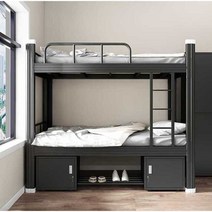 이층침대 프레임 철제 자취방 게스트하우스 쌍둥이, 블랙 2층침대 프레임 (1000x2000mm)