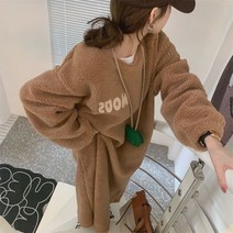 맨투맨원피스 양털 롱원피스 겨울 가을 뽀글이 여성 롱맨투맨 루즈핏 롱