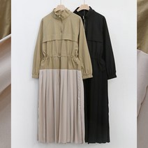 가을 반집업 아노락 플리츠 롱원피스 GM