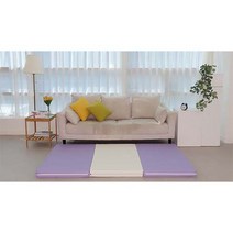 SEJEL.F (세젤에프) 3단 PU 레자 인조가죽 접이식 매트리스 가성비 주문제작 고밀도 스펀지 매트리스 라벤더 & 아이보리 배색 7.5CM, 레몬 & 아이보리