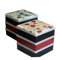 하코야/카가사쿠라 3단사각찬합16.5(3210ml)/포첩, 카가젓가락_핑크