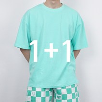 1+1 피그먼트 비침없는 목안늘어나는티 오버핏반팔티
