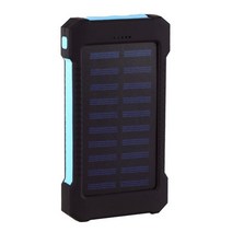 태양광보조배터리 태양열 발전 은행 방수 50000mah 태양열 충전기 usb 포트 외부 충전기 powerbank for xiaomi 5s 스마트폰 with led light, 푸른