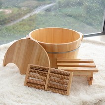 편백나무 족욕통 발 족욕기 가정용 원목족탕기 심신, 21CM족욕통+마사지소품+덮개+의자