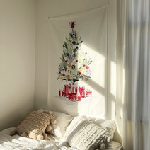 크리스마스 트리 배경 천 크리스마스 분장 야외 캠핑 장식 행주 대외 무역 태피스트리 카페 배치, 그린 크리스마스 트리, 100*150Cm