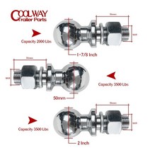 가로바 1-78 2 인치 50mm 트레일러 히치 견인 볼 M19 Shank Dia 용량 3500 파운드 연결 부품 RV 캠핑 캐러, 02 50mm (M19), 1개