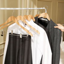 홈앤하우스 홈앤하우스 라운드 원목 우드 투피스 정장 세트 집게 걸이 옷걸이 바지걸이 10P, 단품 단품