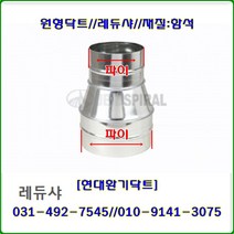 스파이럴닥트//닥트부속//레듀샤//250파이*75파이//재질:함석, 250*200파이