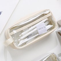 베우스 대용량 크림 투명 펜케이스 펜파우치, 1개