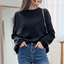 [오버나인] 여자 여성 기본 데일리 심플 오버 라운드 니트