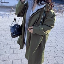[비비애르] 오버핏 후드 레이어드 집업 롱 여성 야상점퍼 사파리야상 가을 아우터 야상 88까지 남녀공용