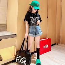BOOMBOOM 여아 아동 유아 어린이 초등 키즈 쥬니어 2022 여름 반팔티 반바지세트 5부바지 상하의세트 2종세트 데님반바지 120 130 140 150 160 170