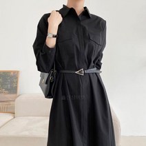 여자 트렌치 케이프 셔츠핏 일자 무지 롱원피스