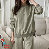 나일론 바스락 가을 맨투맨 티셔츠 여성 긴팔 라운드티
