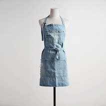 리씨상점 데님 패션 작업복 앞치마, 라이트블루