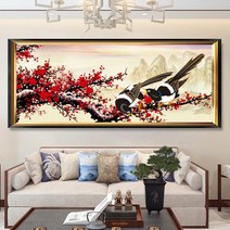 붉은 매화 큐빅 그림 만들기 선물 행운 인테리어 비즈 공예 보석십자수 재료 세트 diy, 90x180cm 전체 원형 큐빅