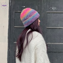 [사은품증정] 레인보우 니트 비니 모자 숏비니 루즈핏 남자 여자 항암비니