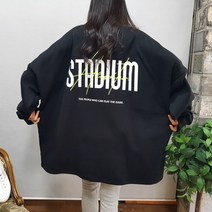 상상그이상 여성용 국내제작 간절기 스타디움 박스 맨투맨 빅사이즈 특양면소재 홈웨어룩 형광컬러 루즈핏 백라인 포인트 레터링 뱃살커버 임산부추천
