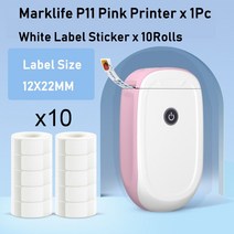 라벨프린터 스티커 인쇄 택배송장 출력기 Marklife-휴대용 블루투스 열 라벨 메이커 HD 바코드 의류 보석, 12 Pink P11 with10Roll