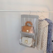 홈 보관 용품 침실 옷장 가죽 가방 먼지 봉투 방진 가방 보관 가방 문 뒤에 흰색 회색 패브릭 투명 보관 가방 아파트 침실 학교 기숙사 필수품, 회색 부직포 four 격자