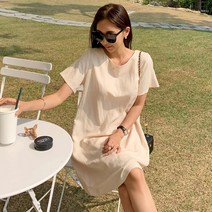 하이데일리 여름 반팔 면 뉴파니 핀턱 린넨원피스