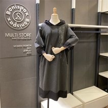 보니스팍스 NC02 프린트 배색 후드 원피스 A32OP220