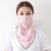 시원한 인쇄 실크 자외선 차단 마스크 차양 및 자외선 차단 마스크 통기성 여름 마스크 여성 소녀용 오염 방지 마스크, M
