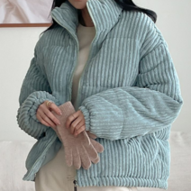 [어패럴라이트]겨울신상 하이틴 포멀핏 무지 코듀로이 벨벳 숏 패딩