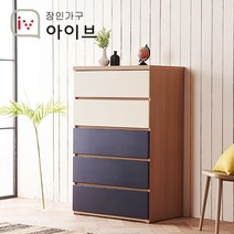 [장인가구] 유니코 이오스 800 5단 서랍장, 색상:아카시아+네이비