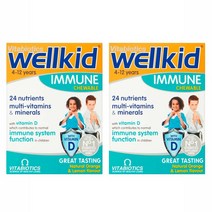 Vitabiotics Wellkid Immune Chewable 비타바이오틱스 웰키즈 이뮨 츄어블 종합비타민 30 태블릿 X2, 1개, 1